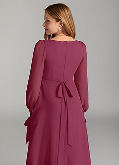 Azazie Leonia Junior Mulberry A-Line with Pockets Chiffon Dress image6