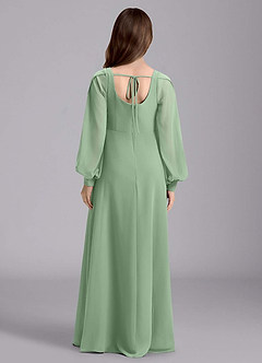 Azazie Bondi Junior Abito A-Line in Chiffon Blusa Matcha image2