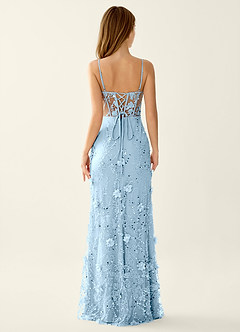 Risqunma Pink 3D Flowers Sequin Embroidery Beading Tulle Prom Dress image2