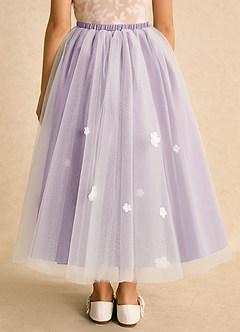 Azazie Teacup Flower Girl Dresses Ivory Frosted Lilac Ball-Gown Lace Tulle Dress image13