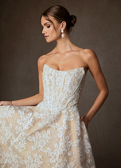 Azazie Layla Robes de mariée Robe Princesse en Dentelle Sans bretelles Diamant Blanc Champagne image2