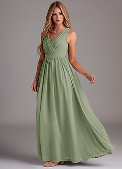 Azazie Kingsley Bridesmaid Dresses Pistachio A-Line Lace Chiffon Dress image4