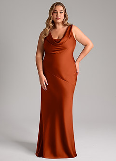 Azazie Rylina Bridesmaid Dresses Paprika Mermaid Stretch Satin Dress image7