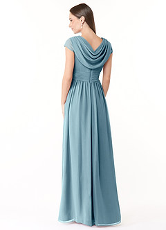 Azazie Organa Bridesmaid Dresses Moody Blue A-Line Pleated Chiffon Dress image4
