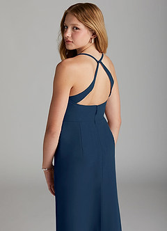 Azazie Becca Junior Robe Sirène en Mousseline de soie Bleu Marine Foncé image2