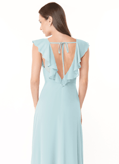 Azazie Yoko Bridesmaid Dresses Mist A-Line Ruched Chiffon Dress image6