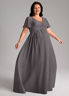 Azazie Verna Maternity Bridesmaid Dresses A-Line V-Neck Ruched Chiffon Floor-Length Dress image9