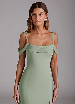 Azazie Callan Bridesmaid Dresses Dusty Sage Mermaid Pleated Chiffon Convertible Dress image4