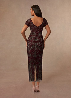 Azazie Alyssum Mother of the Bride Dresses Cabernet Sheath Scoop Lace Dress image3