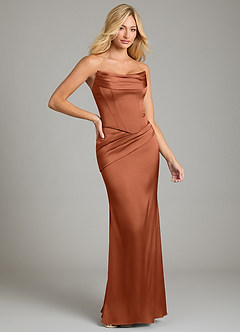 Azazie Sorrel Bridesmaid Dresses Cedar Rose Mermaid Strapless Stretch Satin Convertible Dress image6