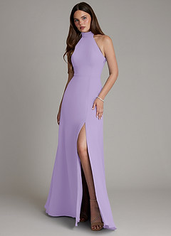 Azazie Myra Brudtärnklänningar Klä av A-Linje i Chiffong Hög hals Lila image1