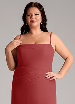 Azazie Leonis Bridesmaid Dresses Rust Sheath Strapless Chiffon Convertible Dress image15