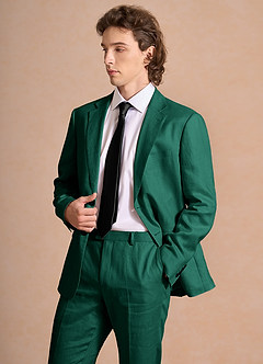 front Harrison Smaragd Anzugjacke aus 100 % Leinen