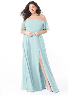 Azazie Sue Bridesmaid Dresses Sea Glass A-Line Off the Shoulder Chiffon Convertible Dress image11