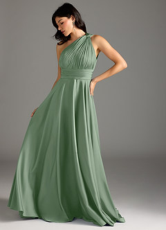 Azazie Charlize Jurken voor bruidsmeisjes Jurk van Stretch Satijn met A-lijn One-shoulder Matcha image5