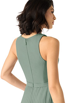 Azazie Lindie Bridesmaid Dresses Silver Sage A-Line Scoop Pleated Chiffon Dress image5