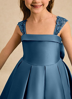Azazie Genie Flower Girl Dresses Bermuda Ball-Gown Off the Shoulder Matte Satin Dress image4