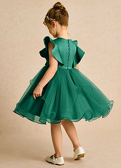 Azazie Chirp Robe Demoiselle D'honneur Fillette Robe Princesse en Tulle émeraude image4