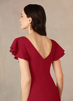 Azazie Peppermint Mother of the Bride Dresses Scarlet Mermaid Scoop Ruched Stretch Crepe Dress image5