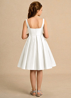 Azazie Jello Junior Formal Flower Girl Dresses Ivory Ball-Gown Pleated Matte Satin Dress image2