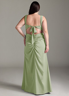 Azazie Jesaphine Bridesmaid Dresses Dusty Sage Sheath Bow Stretch Satin Dress image9