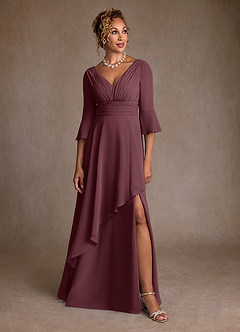 Azazie Eire Mother of the Bride Dresses Sangria A-Line Pleated Chiffon Dress image4