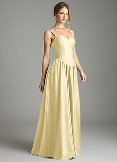 Azazie Evadina Suknie dla druhen Linia A Gorset Satyna elastyczna Do ziemi Sukienka image4