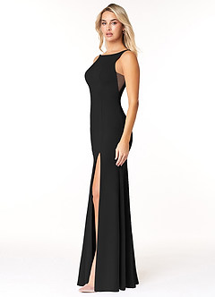 Azazie Rogue Bridesmaid Dresses Black Mermaid Scoop Side Slit Stretch Crepe Dress image3