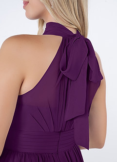 Azazie Iman Bridesmaid Dresses Grape A-Line A-Line Ruched Chiffon Dress image7