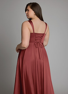 Azazie Azaria Robes de demoiselle d'honneur Robe Trapèze en Satin extensible Corset Terracotta image13
