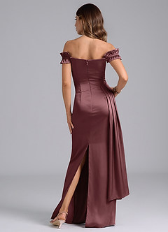 Azazie Kalysia Bridesmaid Dresses Vintage Mauve Mermaid Off the Shoulder Stretch Satin Convertible Dress image2