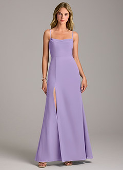 Azazie Tahlia Bridesmaid Dresses Lilac A-Line with Belt Chiffon Dress image4