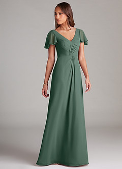 Azazie Soren Bridesmaid Dresses Sea Moss A-Line Ruched Chiffon Dress image4
