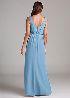 Azazie Tanicia Robes de demoiselle d'honneur Robe Trapèze en Mousseline de soie Plissée Acier Bleuté image7
