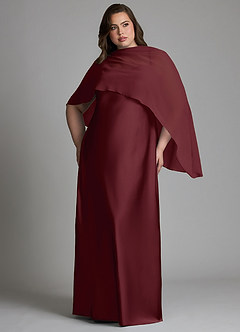 Azazie Jaleesa Bridesmaid Dresses Cabernet Sheath High Neck Stretch Satin Dress image9