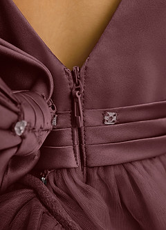 Azazie Lior Flower Girl Dresses Sangria Ball-Gown Pleated Tulle Dress image9