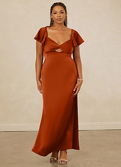 Christian Siriano Bridal for Azazie 1005 Bridesmaid Dresses Burnt Orange Sheath Sweetheart Neckline Stretch Satin Dress image24
