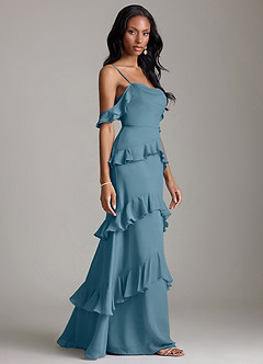 Azazie Chayla Abiti da Damigella Abito Tubino in Chiffon a Spalla Scoperta Bermuda image6