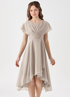 Azazie Graciela Junior Frost A-Line Pleated Chiffon Dress image3