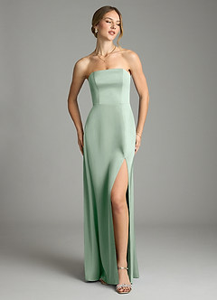 Azazie Wren Bridesmaid Dresses Agave A-Line Strapless Stretch Satin Convertible Dress image2