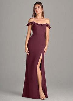 Azazie Callie Bridesmaid Dresses Cabernet Mermaid Side Slit Chiffon Convertible Dress image7