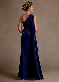 Azazie Aphra Klänningar till brudens mor Klä Tubklänning i sammet Ena axeln Mörk Marinblå image2