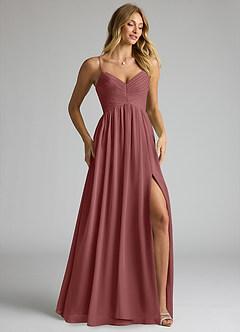 Azazie Alia Bridesmaid Dresses Amethyst A-Line Pleated Chiffon Dress image2