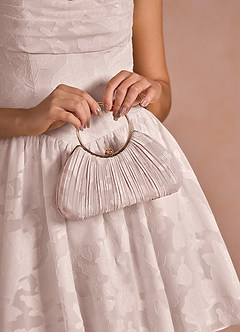 front Matching Color Floral Burnout Pleated Handbag