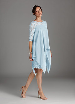 Azazie Flo Mother of the Bride Dresses Sky Blue A-Line Lace Chiffon Dress image3