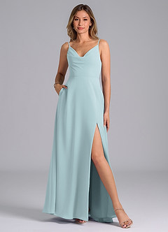 Azazie Sarella Bridesmaid Dresses Mist A-Line with Pockets Chiffon Dress image1