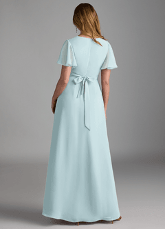 Azazie Zaniah Brautjungfernkleider A-Linie Chiffon Kleid Nebel image2