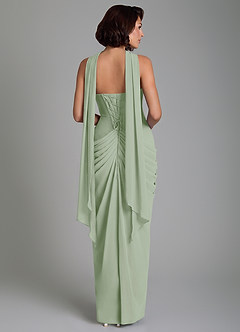 Azazie Nyra Bridesmaid Dresses Dusty Sage Sheath Corset Chiffon Dress image4