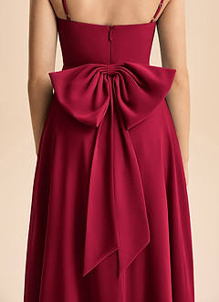 Azazie Bear Junior Burgundy A-Line Pleated Chiffon Dress image7