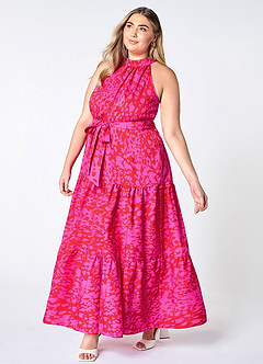 Endless Vacay Hot Pink Print Halter Maxi Dress image11